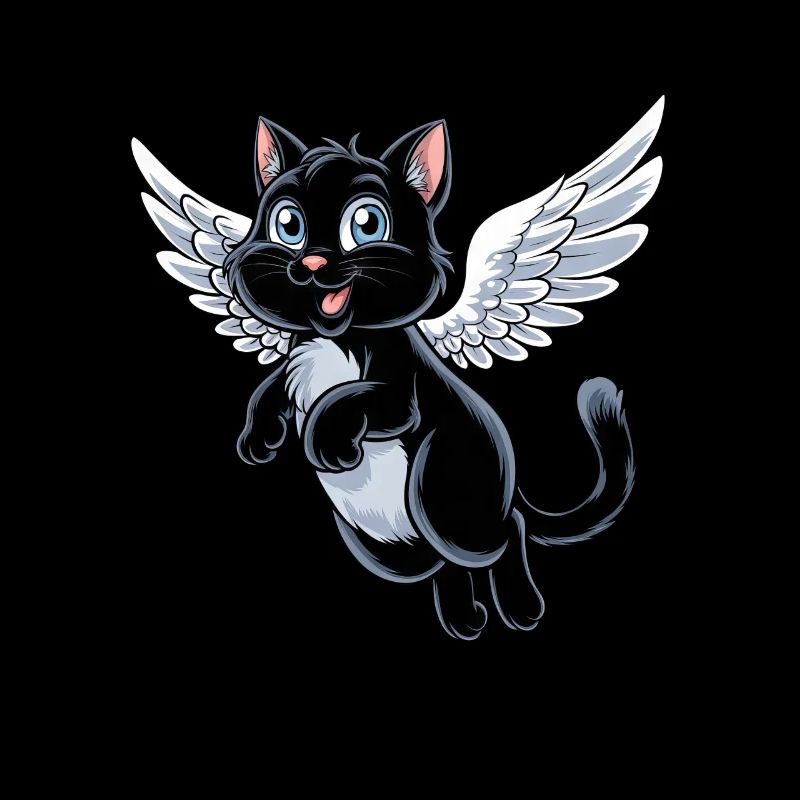 Chat noir avec des ailes d’ange