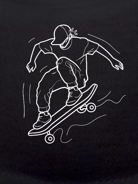 Skateboarding Boy Line Art