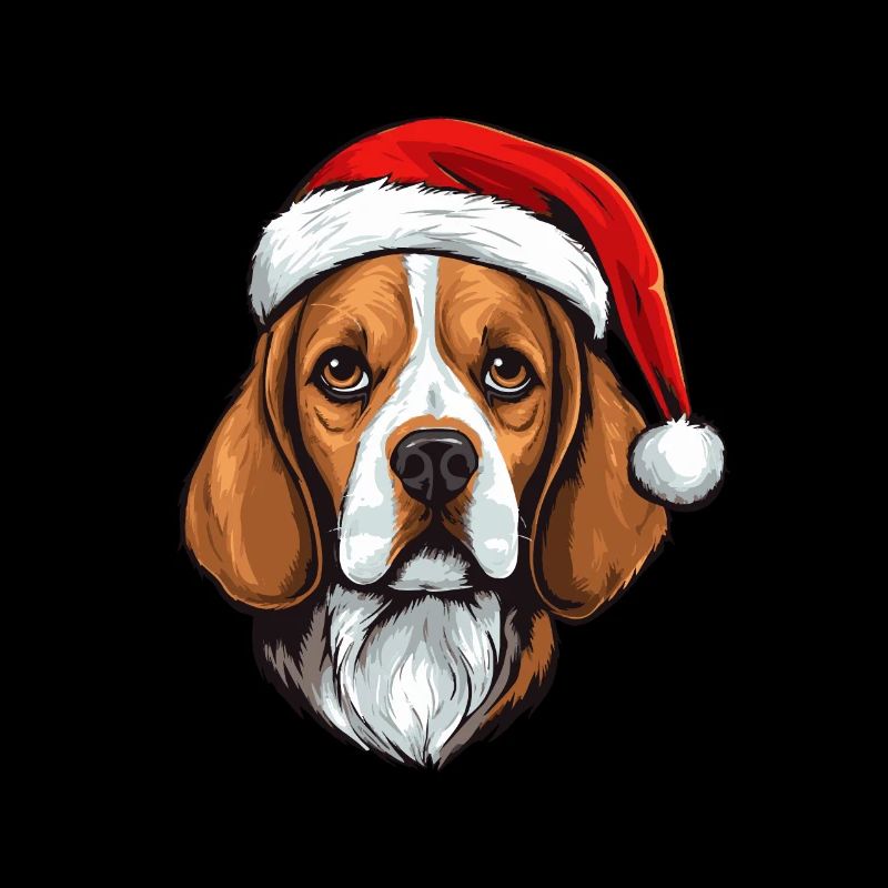 Portrait de Noël tête de chien beagle