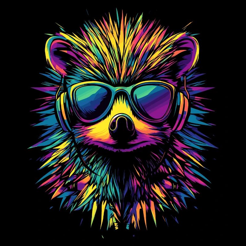 Igel Popart Kopfhörer Sonnenbrille Bunt Süßer Igel