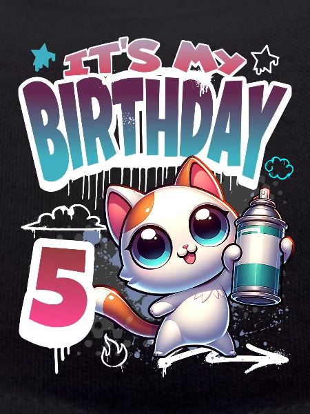 5th Birthday Cat Graffiti