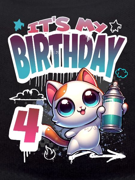 4th Birthday Cat Graffiti
