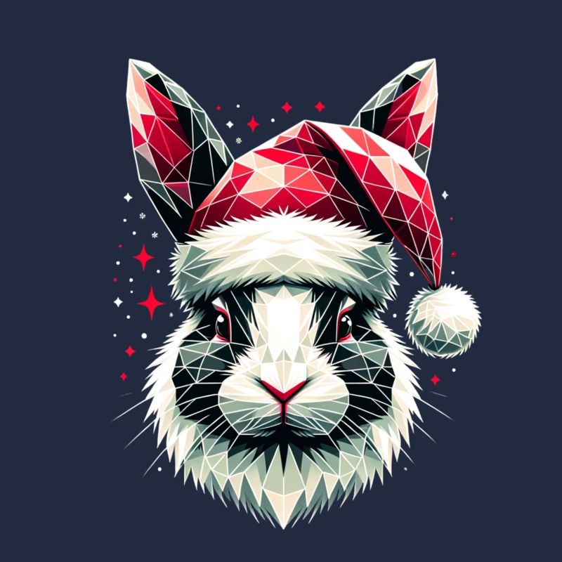 Polygon Art Bunny Wearing Santa Hat Original