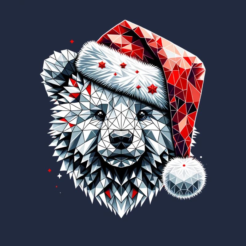 Polygon Kunst Eisbär Weihnachtsmütze Original