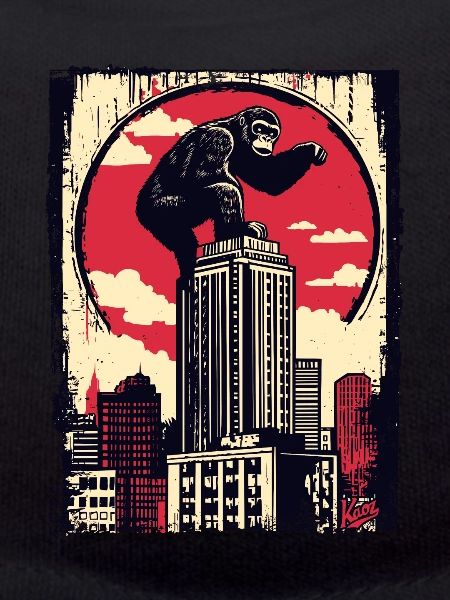 Funny chimpanzee climbs skyscraper
