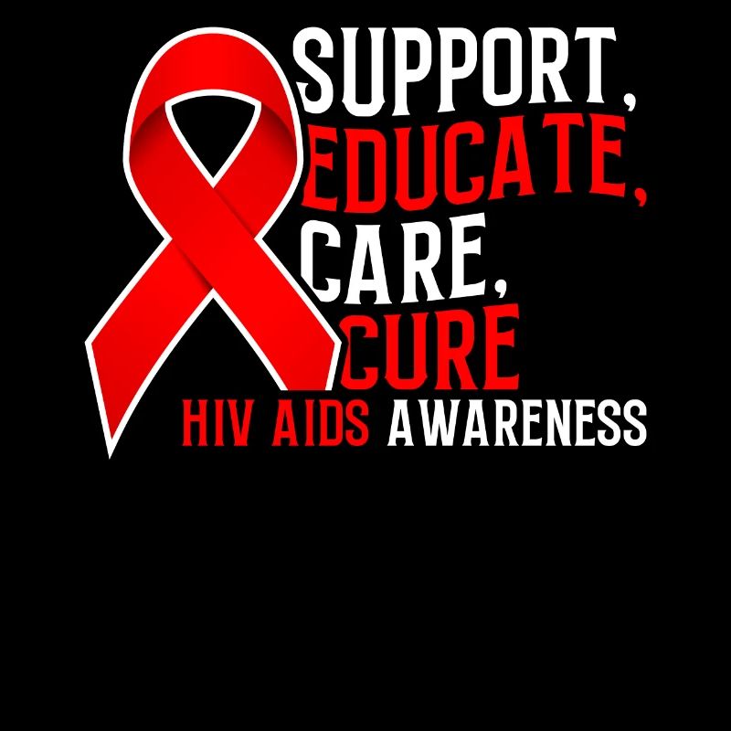 Support Educate Care Cure HIV AIDS Red Ribbon HIV