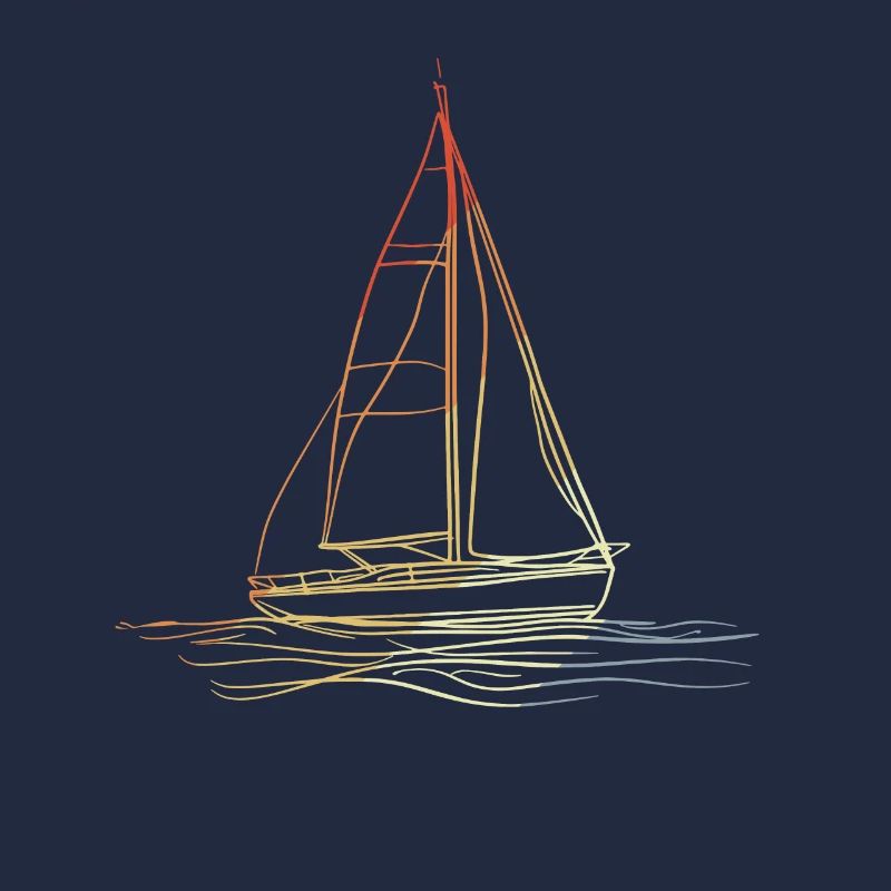 Retro Segelboot Line Art