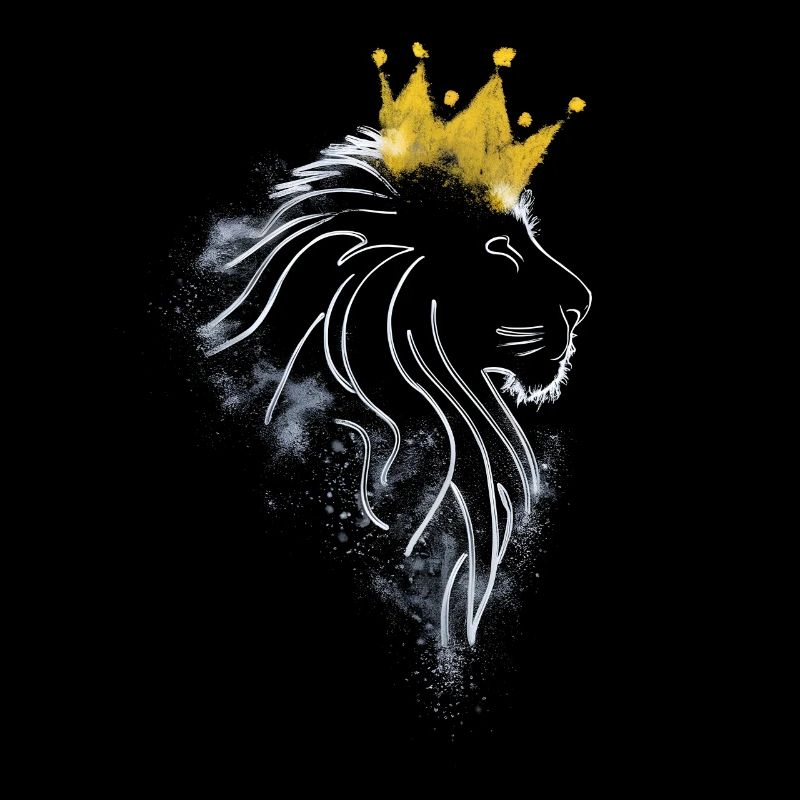 lion with crown in white lines
