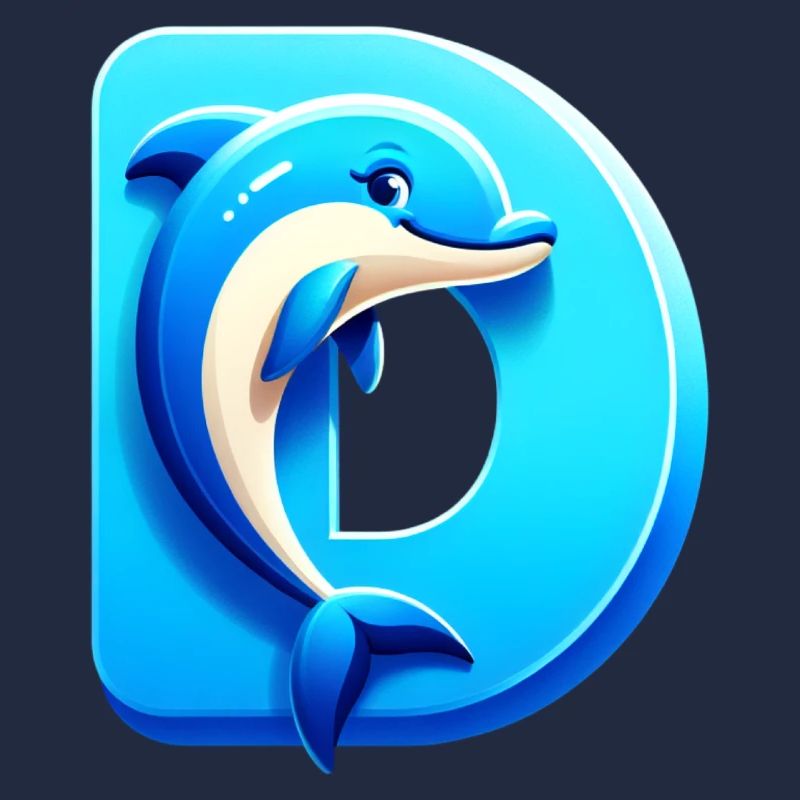 Cute Dolphin with Blue Letter D