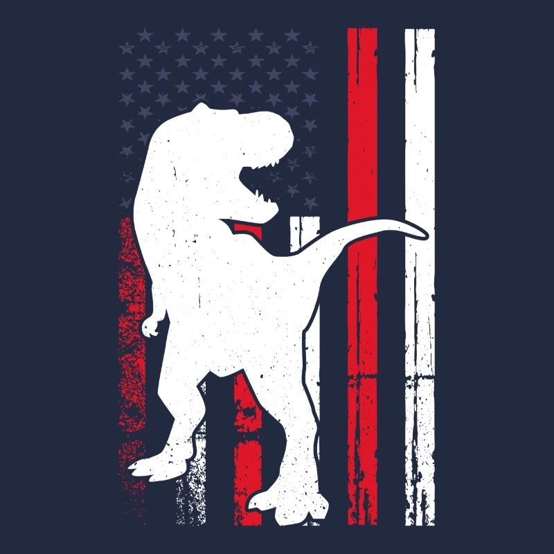 Dino US Flag Dinosaur Silhouette