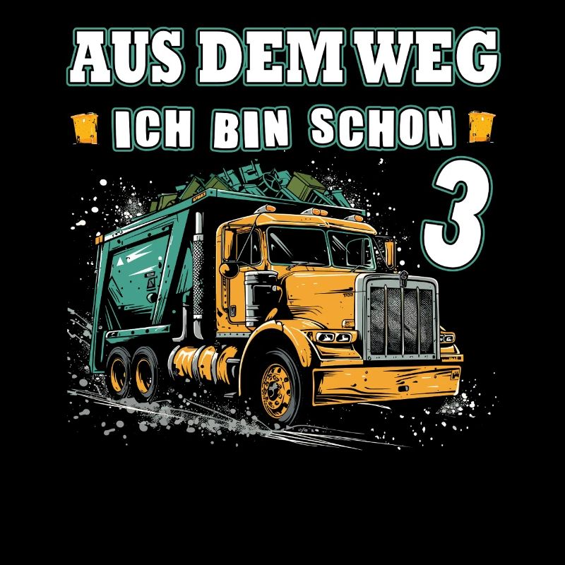 3rd birthday three years garbage truck