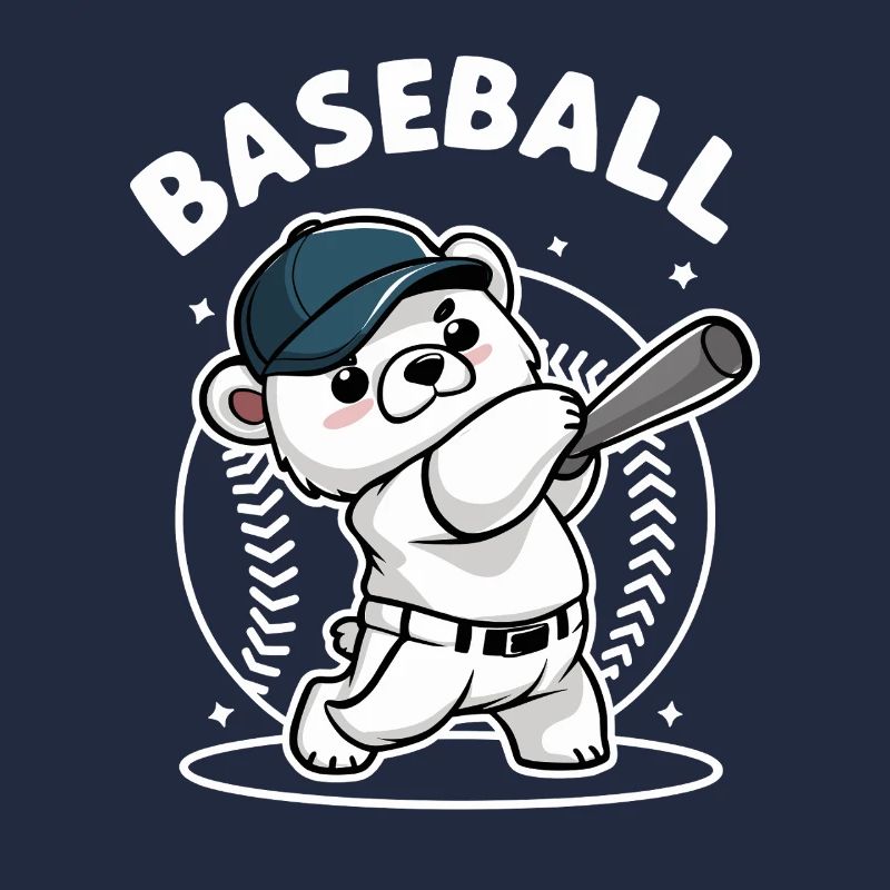 Mignon Baseball Ours Dessin Animé Style Chauve-souris