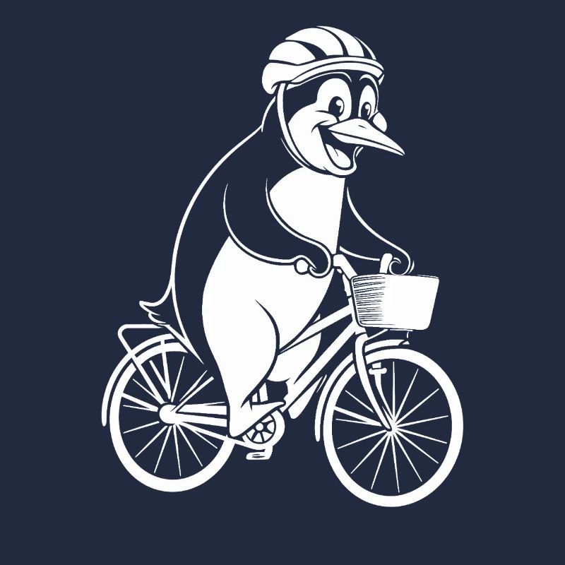 Pingouin heureux à l’aventure à vélo