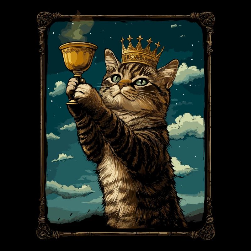 Medieval Cat in Picture Frame Art Crown
