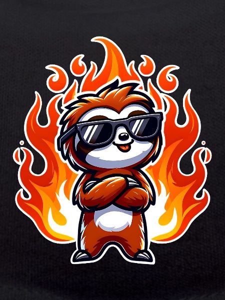Sloth Cool Flames Fire