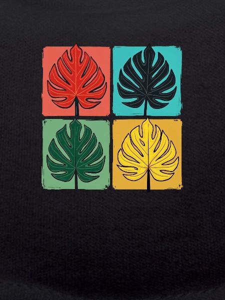 Retro Monstera Leaf Grid