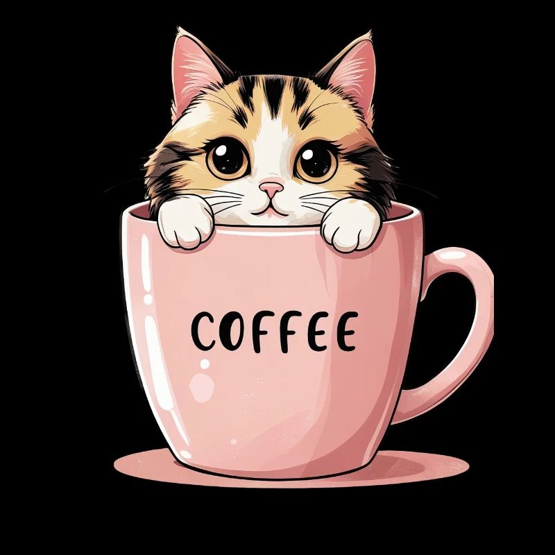 Chat de café mignon - Motivation matinale parfaite