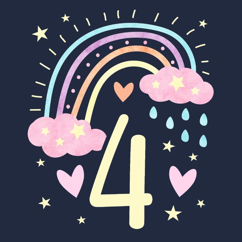 Geburtstag 4 Mädchen Regenbogen Fee Vier 4 Jahre