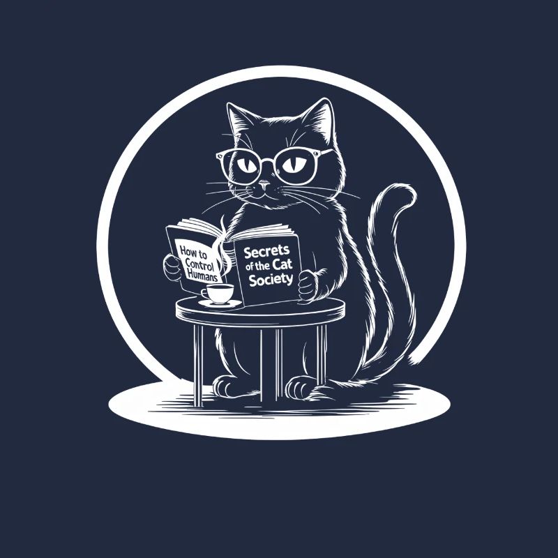 Chat intelligent lisant des livres secrets