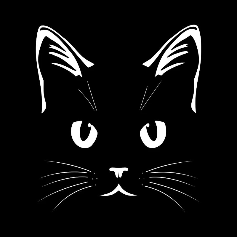 Weißes Katzengesicht – Line-Art Design