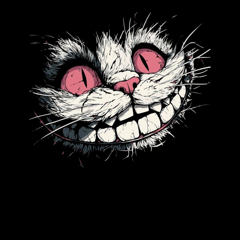 Crazy Cheshire Cat Face – Dark Art Style