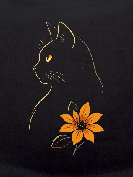 Cat Drawn Flower
