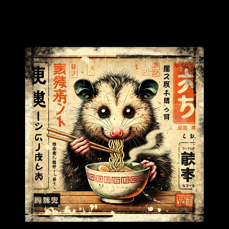 Ramen Opossum Grunge Style d’affiche