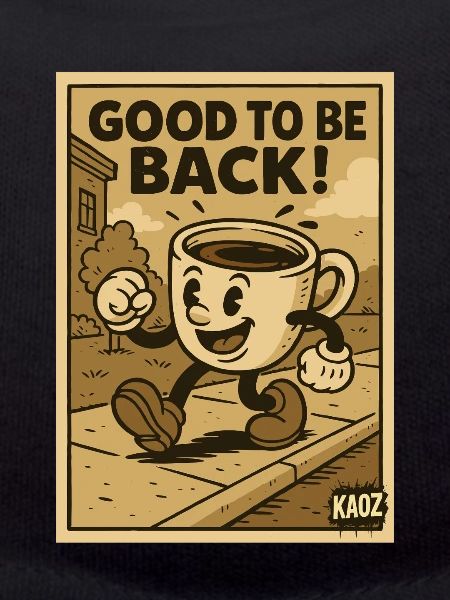 Cheerful coffee cup walks