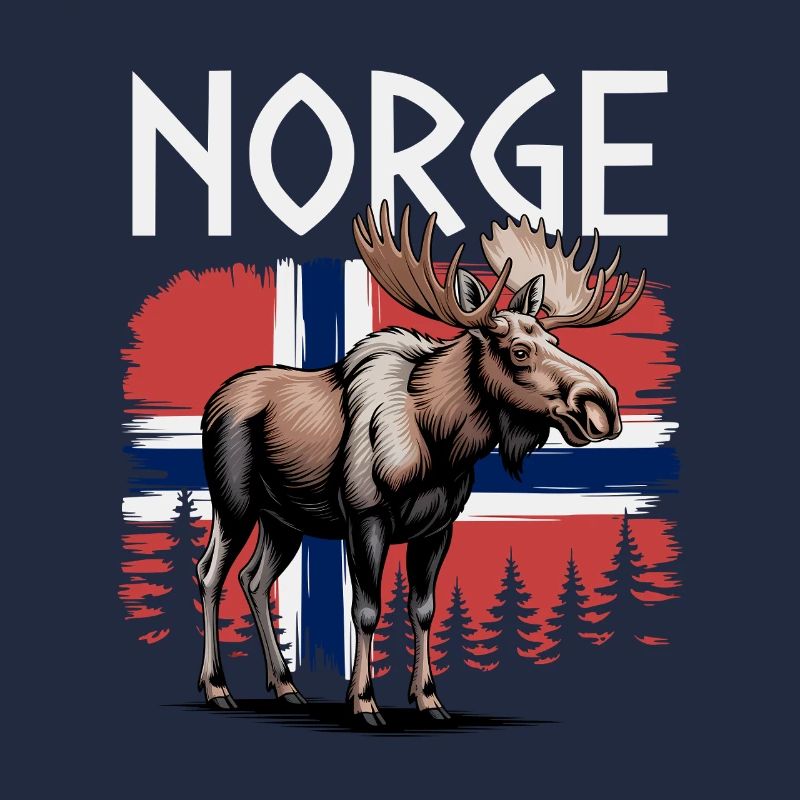 Norge Moose devant le drapeau norvégien Forest Design