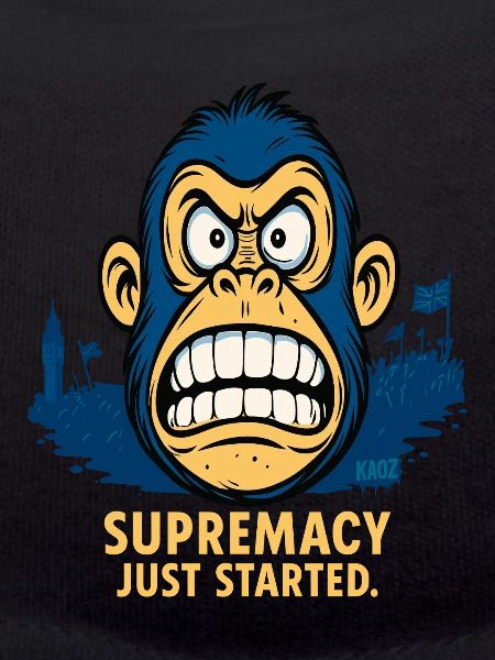 Angry monkey with crowd