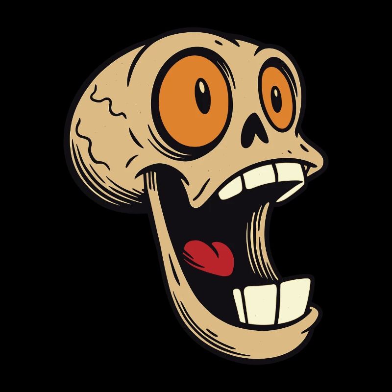 Laughing skull with big eyes