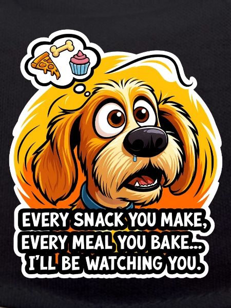 Cuddly dog with snack thoughts