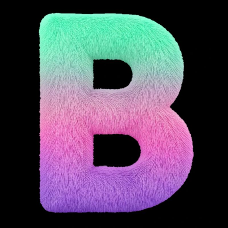 Buchstabe B mit Fell und Pastell Farbverlauf