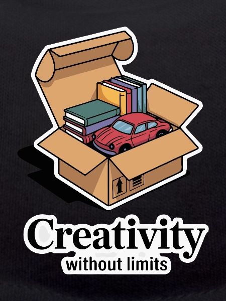 Bücher und Auto im Kartondesign