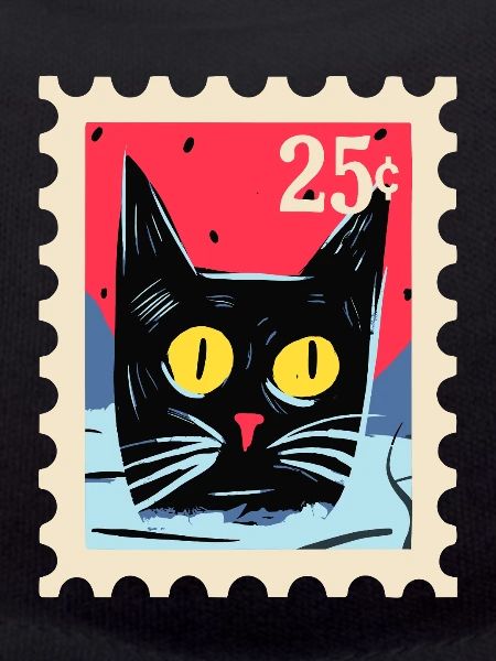 Artful cat as a stamp