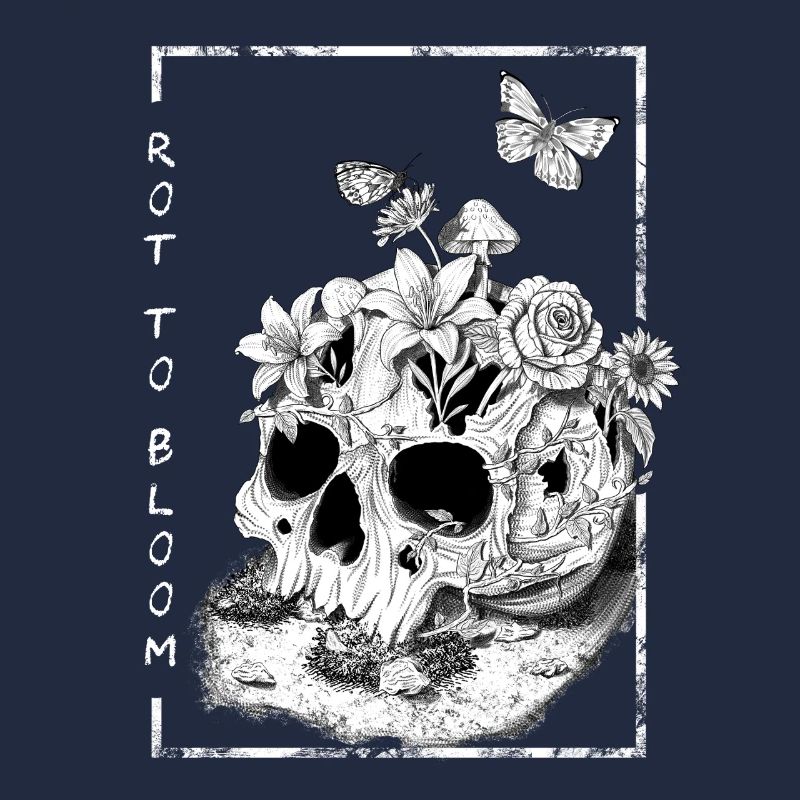 Blumen Schädel Tattoo Style Design, Rot to Bloom
