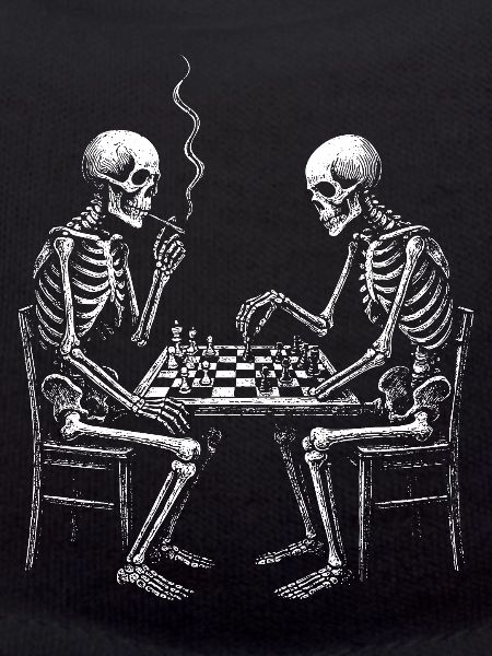 Skeletons Playing Chess Illustration