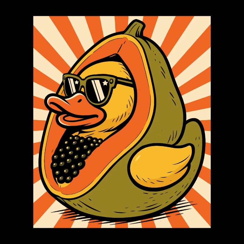 Humorous papaya duck character