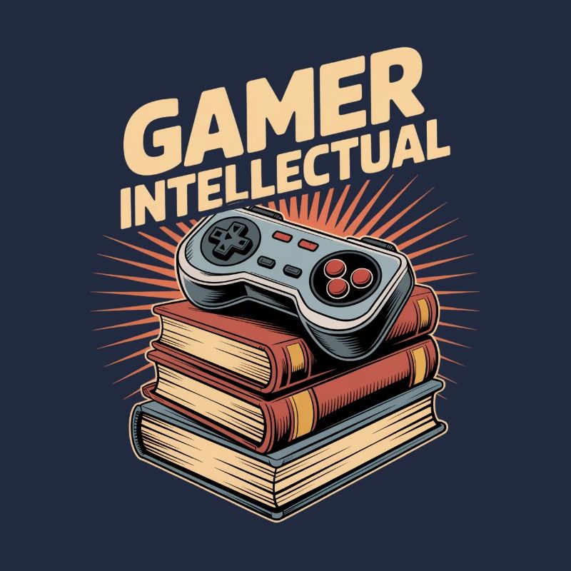 Gamer Intellectual Controller Bücherstapel