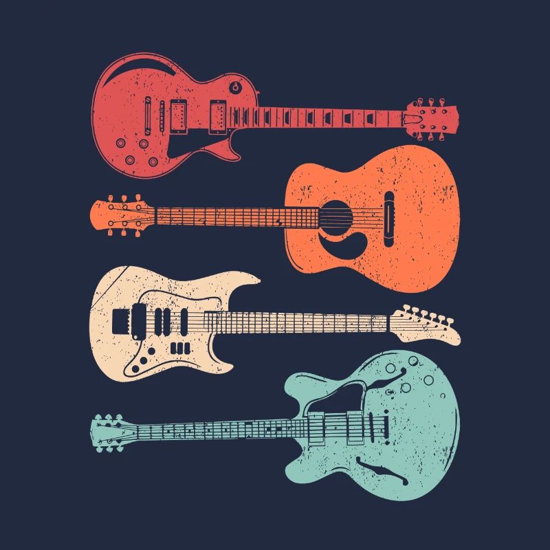 Guitariste acoustique de style rétro cool