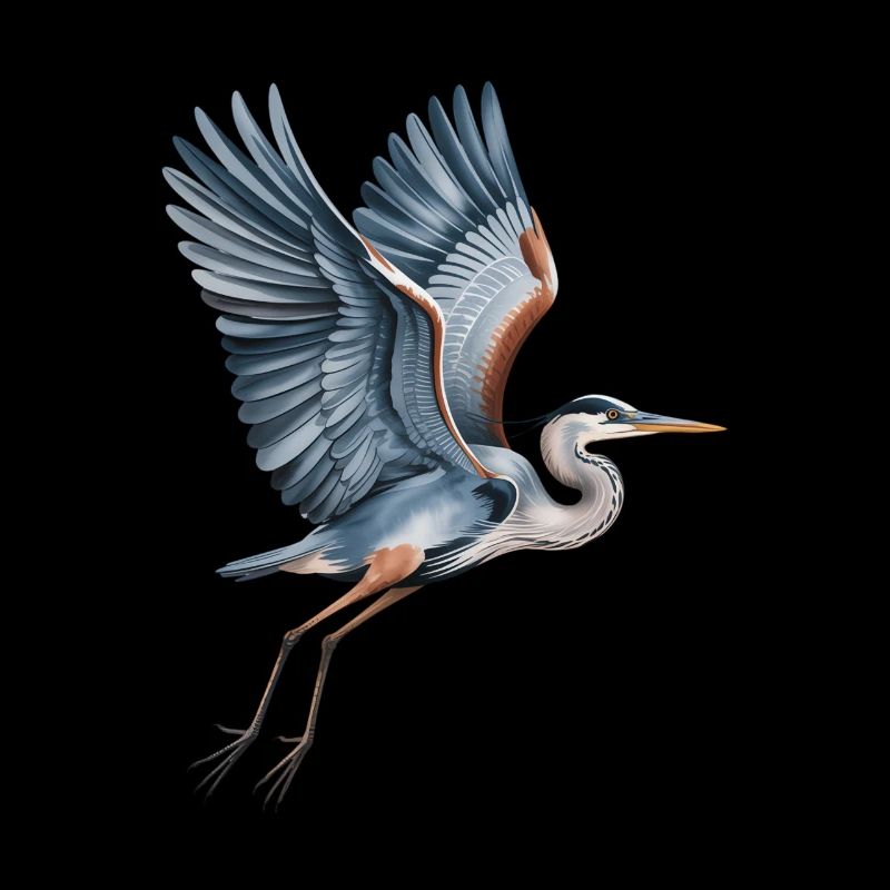 Elegant heron with outstretched wings