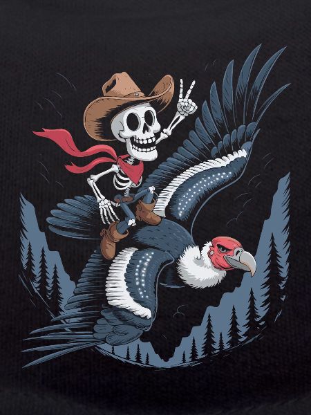 Skeleton rides vulture