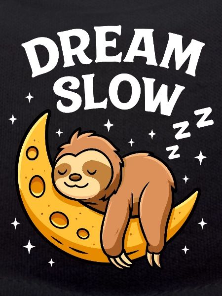 Cute sleeping sloth on moon
