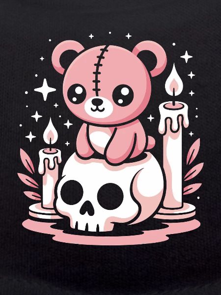 Kawaii Pastel Goth Patched Bear