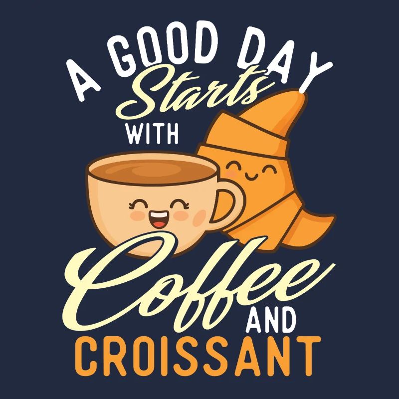 Guter Tag beginnt mit Kaffee und Croissant