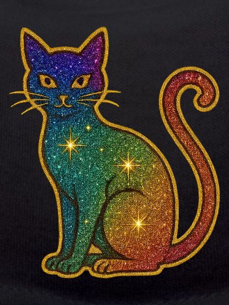 Regenbogen Glitzer Katze zu Halloween