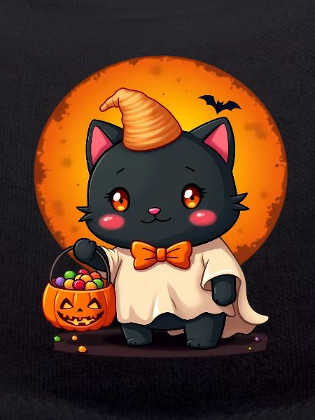 Halloween Cat with Halloween Pumpkin