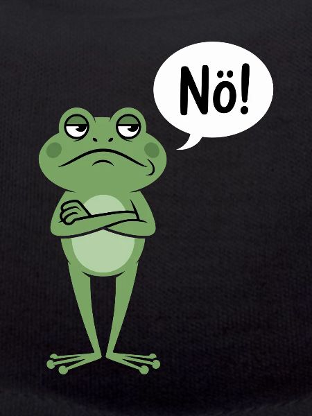 Skeptical frog with nope saying