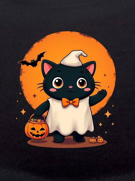 Halloween Cat with Halloween Pumpkin