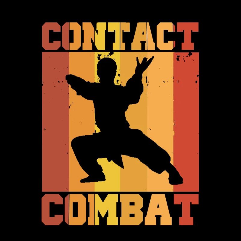 Karate Kungfu Retro Combat Contact Silhouette  
